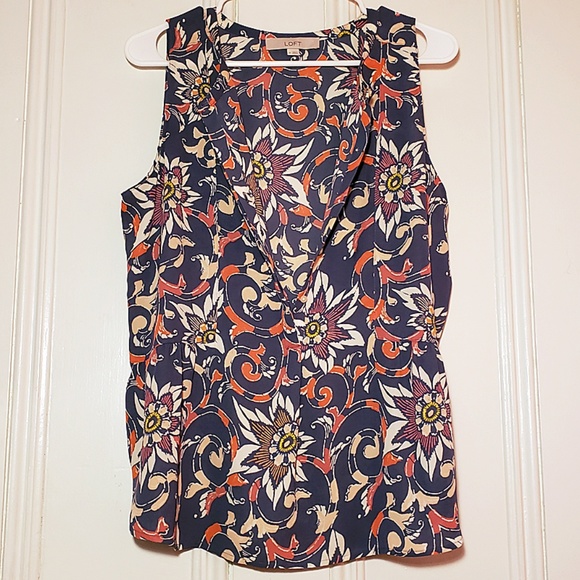LOFT Tops - Ann Taylor LOFT Floral Flounce Tank - Size M (EUC)